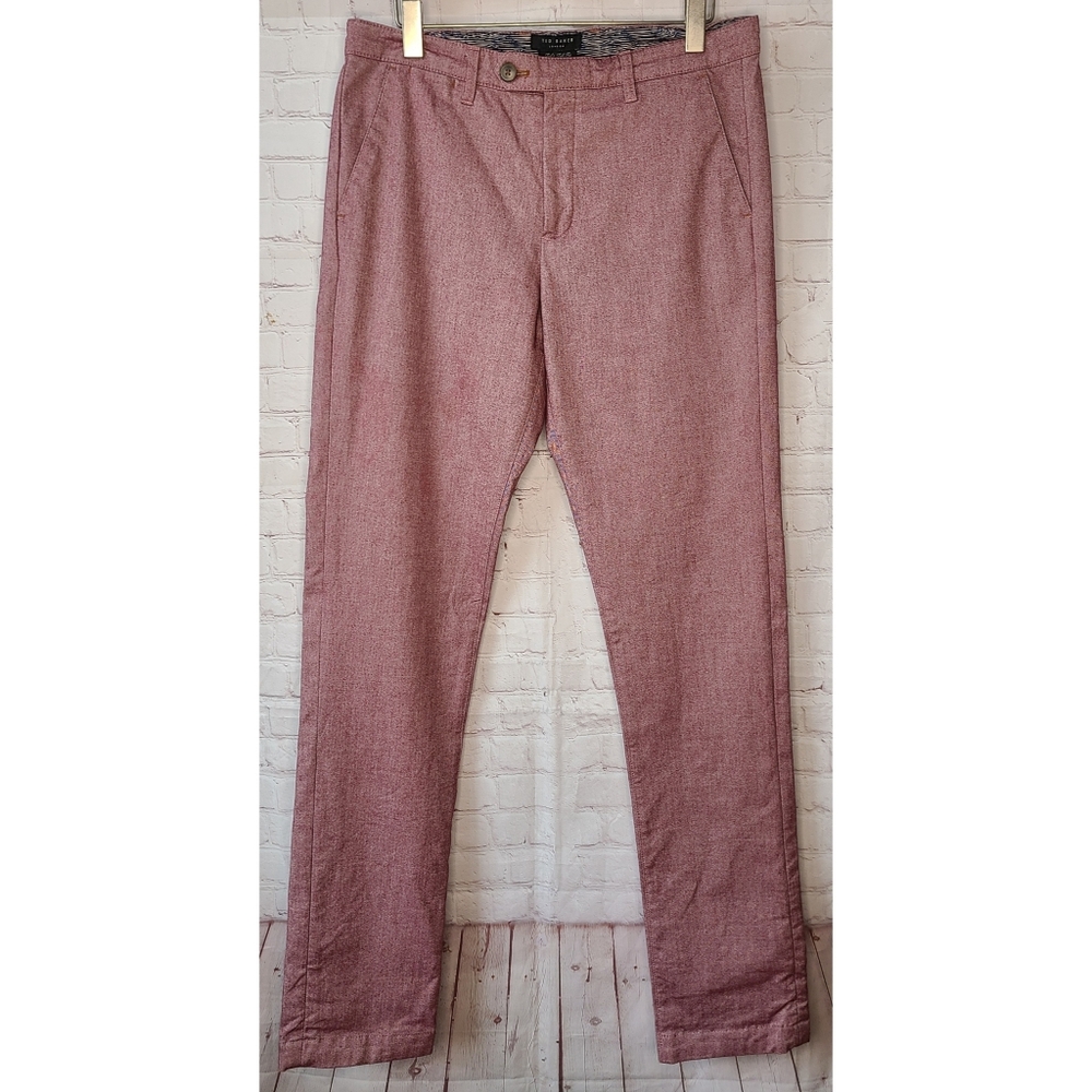 Ted Baker London Volvek Tall Fit Trousers contrast hem blue 32" x 35"